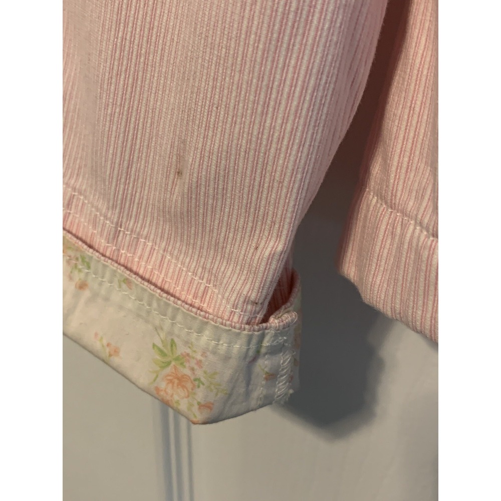 St. Johns Bay Blazer Women's Large Striped Career Jacket Coat Pink White NWT - Picture 6 of 7